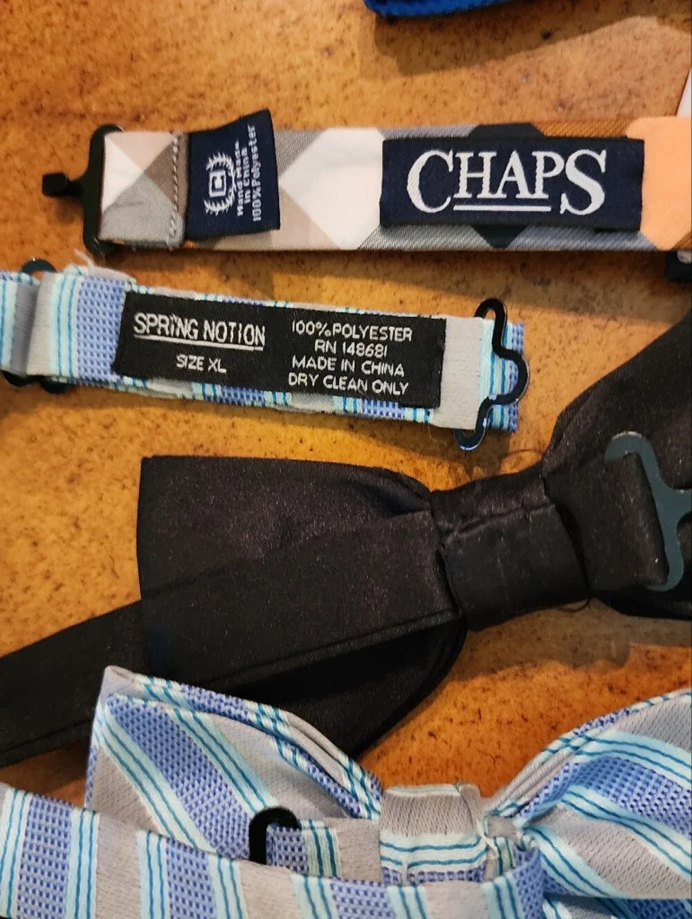 7pc Men's Pre-Tied Bow Tie Lot Chaps Apt. 9 Spring Notion Black Blue Formal